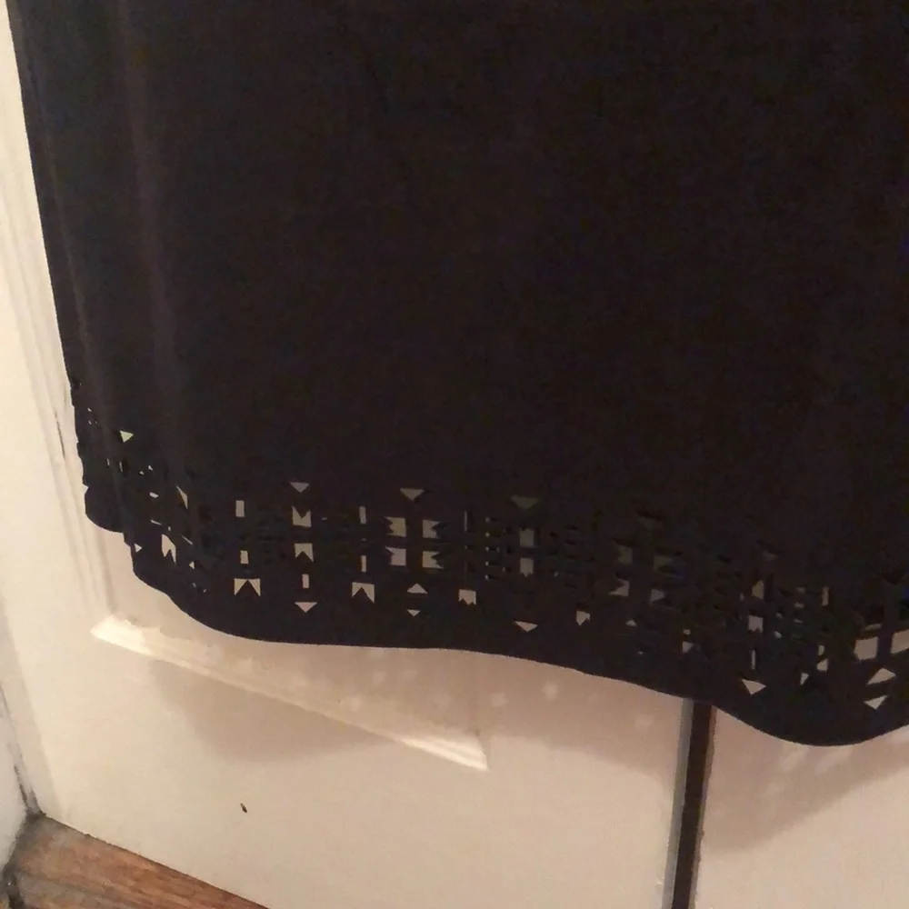 Black suede like mini skirt with cutout designs - Picture 4 of 8